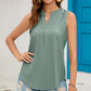 Eyelet Notched Sleeveless Top