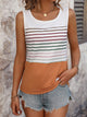 Perfee Striped Scoop Neck Wide Strap Tank White