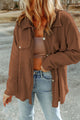 Pocketed Button Up Droppped Shoulder Jacket Brown