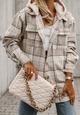 Plaid Removable Hood Button Up Shacket Plaid