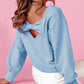 Bow Cutout Round Neck Long Sleeve Sweatshirt