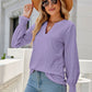 Notched Flounce Sleeve Eyelet Top