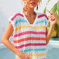 Striped V-Neck Slit Cover Up