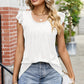 Ruffled Ruched Round Neck Tank