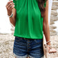 Devine Frill Ruched Mock Neck Sleeveless Blouse