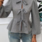 Devine Tied Round Neck Long Sleeve Blouse