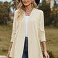 Textured Open Front Long Sleeve Cardigan