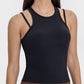 Cutout Round Neck Racerback Active Tank