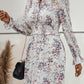 Floral Tie Neck Smocked Waist Dress