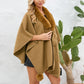 Fuzzy Trim Open Front Poncho