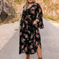 Plus Size Floral Flare Sleeve Dress