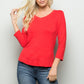 Celeste Full Size Three Quarter Sleeve V-Neck T-Shirt