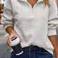 Textured Half Zip Dropped Shoulder Sweatshirt