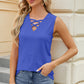 Eyelet Crisscross V-Neck Tank