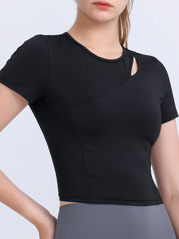 Round Neck Short Sleeve Active Top