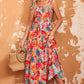 Printed Tie Shoulder Smocked Tiered Maxi Dress