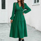 Surplice Neck Long Sleeve Midi Dress