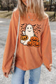 Jack-O'-Lantern Round Neck Long Sleeve Sweatshirt Sherbet