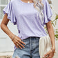 Round Neck Flutter Sleeve Blouse