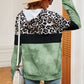 Leopard Drawstring Hoodie with Pocket