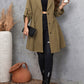 Honey Plus Size Lapel Collar Drawstring Roll-Tab Sleeve Trench Coat