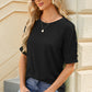 Round Neck Buttoned Short Sleeve T-Shirt