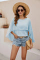 Swiss Dot Round Neck Blouse Light Blue