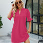 Notched Neck Flounce Sleeve Mini Dress