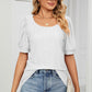 Eyelet Puff Sleeve Round Neck Top