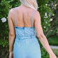 Tied Spaghetti Strap Denim Romper