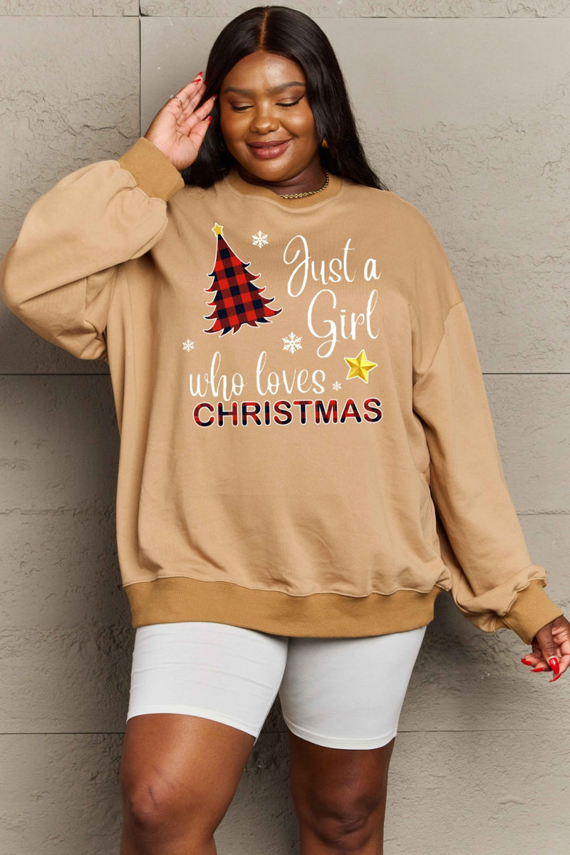 Simply Love Full Size Graphic Sweatshirt Tan