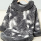 Furry Contrast Three-Quarter Poncho