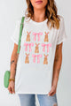 Rabbit & Bow Round Neck Short Sleeve T-Shirt White