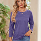 Round Neck Long Sleeve Drop Shoulder Blouse