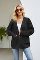 Open Front Long Sleeve Cardigan with Pockets Black