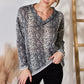 Hailey & Co Full Size Snakeskin V-Neck Long Sleeve Top