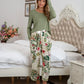 Round Neck Top and Printed Pants Lounge Set