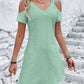 Eyelet V-Neck Cold-Shoulder Dress