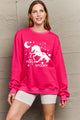 Simply Love Full Size Graphic Drop Shoulder Sweatshirt Hot Pink