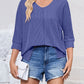 Lovelet Textured Round Neck Three-Quarter Sleeve Blouse