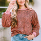 Leopard Round Neck Long Sleeve Sweatshirt