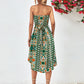 Printed Strapless Tie Belt Dress