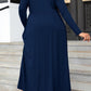 Plus Size Round Neck Long Sleeve Maxi Dress with Pockets