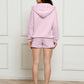 Zip Up Drawstring Hoodie and Shorts Set