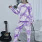 Tie-dye Round Neck Top and Drawstring Pants Lounge Set