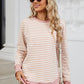 Striped Round Neck Long Sleeve Sweatshirt