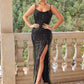 Backless Slit Sequin Spaghetti Strap Dress