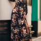 Slit Printed Surplice Long Sleeve Maxi Dress