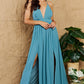 OneTheLand Captivating Muse Open Crossback Maxi Dress in Turquoise