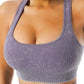 Ribbed Scoop Neck Sleeveless Sports Bra